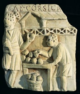 Relieve que representa a un vendedor de pan de Roman